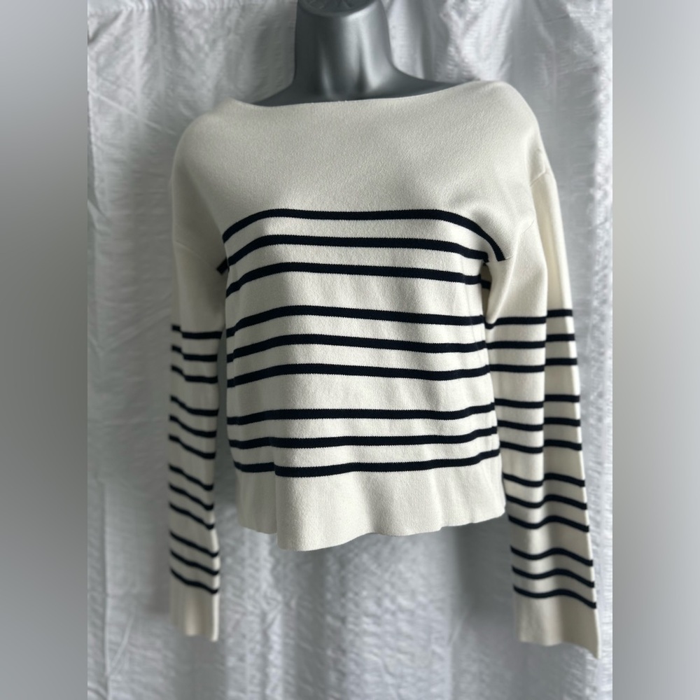 Striped Women's Sweater - Cream and Black